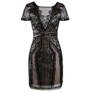 Vijiv 1920s Women's Size M, Short Prom Dresses V Neck Inspired Sequins Cocktail